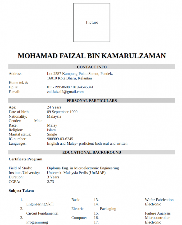 Contoh Resume Dalam Bahasa Melayu at Info Contoh