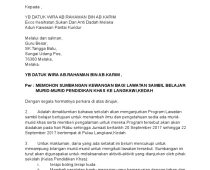 Contoh Surat Memohon Sumbangan Kewangan